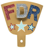 “FDR” BRASS LICENSE TOPPER WITH GLITTER LETTERS/GLOW-IN-THE-DARK STARS.