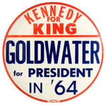 GOLDWATER EARLY BUTTON FOR 1964 WITH PRE-ASSASSINATION ANTI-JFK SLOGAN.