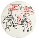 CARTOON BUTTON ILLUSTRATING CARTER’S FAMOUS ANTI-TED KENNEDY COMMENT.