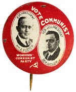 “WORKERS’ COMMUNIST PARTY” RARE 1928 JUGATE BUTTON HAKE #4.