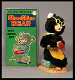 "SHOE SHINE BEAR WITH LIGHTED PIPE" BOXED BATTERY OPERATED TOY.
