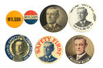 WILSON GROUP OF FIVE PORTRAIT AND TWO NAME BUTTONS.
