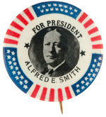“FOR PRESIDENT ALFRED E. SMITH” GRAPHIC 1928 BUTTON.