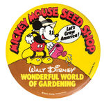 “MICKEY MOUSE SEED SHOP” SUPERB AD BUTTON FROM HAKE COLLECTION & CPB.