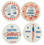 FOUR CARTER 1980 BUTTONS WITH BADGE-A-MINIT METAL BACKS.
