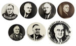 .  FRANKLIN ROOSEVELT GROUP OF SEVEN REAL PHOTO BUTTONS WITHOUT DOT PATTERN.