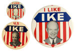 EISENHOWER LARGE BUTTON TRIO:  4”, 6” and 9”.