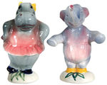 FANTASIA ELEPHANT AND HIPPO FIGURINES BY AMERICAN POTTERY.