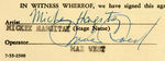 MAE WEST & MICKEY HARGITAY MULTI-SIGNED CONTRACT.
