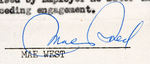 MAE WEST & MICKEY HARGITAY MULTI-SIGNED CONTRACT.