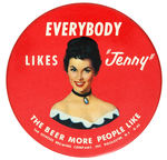 GENESEE BREWING 3” BUTTON PICTURING THEIR ICONIC LADY “JENNY.”