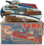 "REX MARS PLANET PATROL SPARKLING SPACE TANK" MARX BOXED WIND-UP.
