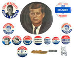 JOHN KENNEDY 1960 COLLECTION OF 16 BUTTONS AND PINS.