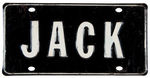 "JACK" LARGE 1960 JOHN F. KENNEDY LICENSE PLATE.
