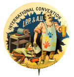 BEAUTIFUL COLOR BUTTON PROMOTING PRINTERS CONVENTION IN MILWAUKEE 1900 FROM THE HAKE COLLECTION.