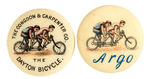 RARE 1896 LAPEL STUD PAIR FEATURING BICYCLE BUILT FOR TWO.