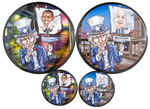 OBAMA AND McCAIN FOUR MATCHED NUMBER LIMITED EDITION BUTTONS BY WENDY LOVE.