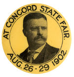 SCARCE ROOSEVELT PORTRAIT BUTTON “AT CONCORD STATE FAIR.”