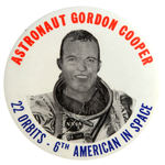 “ASTRONAUT GORDON COOPER/6TH AMERICAN IN SPACE” RARE 3.5” BUTTON.