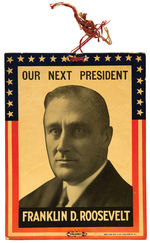 “OUR NEXT PRESIDENT FRANKLIN D. ROOSEVELT” 1932 CELLULOID PLAQUE.