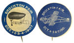 HISTORIC 1907 & 1910 BUTTONS SHOW POWERED DIRIGIBLE & BI-PLANE FROM HAKE COLLECTION & CPB.