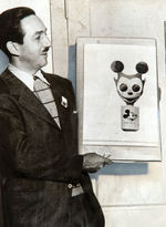 WALT DISNEY NEWS SERVICE PUBLICITY PHOTO TRIO INCLUDING ONE WITH MICKEY US GAS MASK.