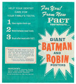 BATMAN “FACT TOOTHPASTE” SET WITH BATMAN MAIL OFFER POSTER.