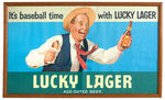 “LUCKY LAGER” BASEBALL & BEER ADVERTISING SIGN.