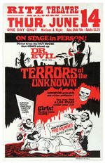“DR. EVIL AND HIS…TERRORS OF THE UNKNOWN” SPOOK SHOW POSTER.