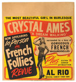 “CRYSTAL AMES FRENCH FOLLIES REVUE” BURLESQUE POSTER.