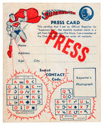 EARLY "SUPERMAN-TIM PRESS CARD" WITH STAMPS.