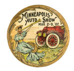 RARE ART NOUVEAU STYLED BUTTON (BLACK COLOR VARIETY) FOR 1907 CAR SHOW.