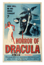 "HORROR OF DRACULA" LINEN-MOUNTED MOVIE POSTER.