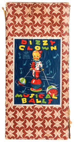 "DIZZY CLOWN MUSICAL BALLS" BOXED CELLULOID WIND-UP TOY.