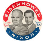 “EISENHOWER/NIXON” LARGE BUTTON WITH ELEPHANT ACCENTS.