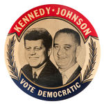 “KENNEDY/JOHNSON VOTE DEMOCRATIC” LARGE JUGATE BUTTON.