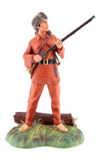 WDCC "KING OF THE WILD FRONTIER - DAVY CROCKETT" 50th ANNIVERSARY STATUE & FESS PARKER SIGNED CARD.