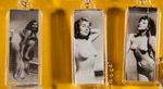 "HOLLYWOOD SCREEN GALS" BARE-BREASTED PIN-UP KEYCHAIN FULL DISPLAY.