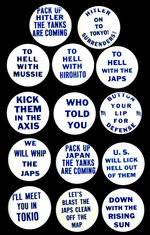 WWII/ANTI-AXIS SLOGAN BUTTONS.