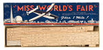 NEW YORK WORLDS FAIR 1939 "MISS WORLD'S FAIR" MODEL AIRPLANE KIT.