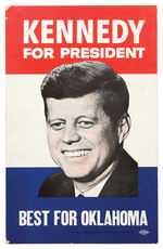 “KENNEDY FOR PRESIDENT/BEST FOR OKLAHOMA” TINTED CARDBOARD POSTER.