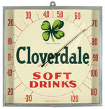 “CLOVERDALE SOFT DRINKS” SQUARE METAL THERMOMETER.