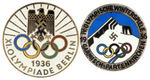 OLYMPIC 1936 SUMMER AND WINTER GAMES BADGES FROM GERMANY.