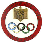 RARE "REFEREE" ENAMEL ON METAL BADGE FROM 1936 GERMAN OLYMPICS.