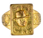 SUPERB ESSENTIALLY MINT EXAMPLE OF THE  DICK TRACY GOOD LUCK SECRET COMPARTMENT RING.