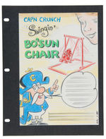 "CAP'N CRUNCH SWINGIN' BO'SUN CHAIR" CEREAL BOX BACK PROTOTYPE ORIGINAL ART.