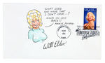 "WILL ELDER ANNIE FANNY" PEN AND INK WATERCOLOR ORIGINAL ART ON MARILYN MONROE FIRST DAY COVER.