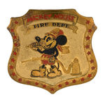 "MICKEY MOUSE FIRE DEPT." RARE BRASS BADGE MID-1930s.