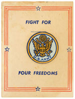 WORLD WAR II LITHO TIN PATRIOTIC TABS ON ORIGINAL CARDS.