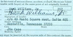 HANK WILLIAMS JR. SIGNED CONTRACT FOR AIR FORCE BASE SHOW.